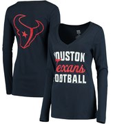 Add Houston Texans Women's Blitz 2 Hit V-Neck Long Sleeve T-Shirt - Navy To Your NFL Collection