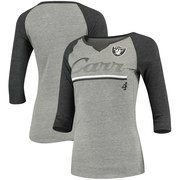 Add Derek Carr Oakland Raiders Women's Juniors Over the Line Player Name & Number Tri-Blend 3/4-Sleeve V-Notch T-Shirt - Heathered Gray/Black To Your NFL Collection