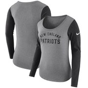 Add New England Patriots Nike Women's Modern Arch Tri-Blend Long Sleeve T-Shirt - Heathered Gray To Your NFL Collection