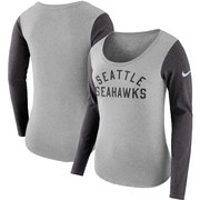 Add Seattle Seahawks Nike Women's Modern Arch Tri-Blend Long Sleeve T-Shirt - Heathered Gray To Your NFL Collection