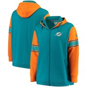 Add Miami Dolphins NFL Pro Line by Fanatics Branded Women's Plus Size Iconic Raglan Fleece Jacket - Aqua/Orange To Your NFL Collection