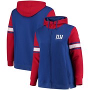Add New York Giants NFL Pro Line by Fanatics Branded Women's Plus Size Iconic Raglan Fleece Jacket - Royal/Red To Your NFL Collection