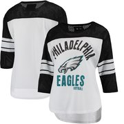 Add Philadelphia Eagles G-III 4Her by Carl Banks Women's First Team Three-Quarter Sleeve Mesh T-Shirt - White/Black To Your NFL Collection