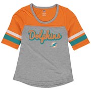 Add Miami Dolphins Girls Youth Fan-Tastic Short Sleeve T-Shirt - Heathered Gray/Orange To Your NFL Collection