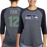 Add 12s Seattle Seahawks Majestic Women's Player Name & Number Tri-Blend Three-Quarter Sleeve T-Shirt - College Navy To Your NFL Collection