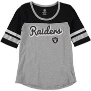 Add Oakland Raiders Girls Youth Fan-Tastic Short Sleeve T-Shirt - Heathered Gray/Black To Your NFL Collection