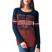 Add Houston Texans New Era Overtime Henley Tri-Blend Long Sleeve T-Shirt - Red/Navy To Your NFL Collection