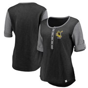 Add Pittsburgh Steelers NFL Pro Line by Fanatics Branded Women's True Classics Henley T-Shirt - Black/Heathered Gray To Your NFL Collection