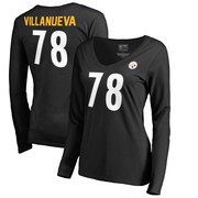 Add Alejandro Villanueva Pittsburgh Steelers NFL Pro Line by Fanatics Branded Women's Authentic Stack Name & Number V-Neck Long Sleeve T-Shirt – Black To Your NFL Collection