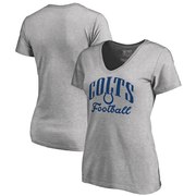 Order Indianapolis Colts NFL Pro Line by Fanatics Branded Women's Victory Script V-Neck T-Shirt - Heathered Gray at low prices.