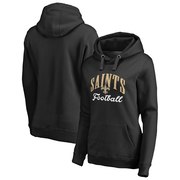 Add New Orleans Saints NFL Pro Line by Fanatics Branded Women's Victory Script Plus Size Pullover Hoodie - Black To Your NFL Collection