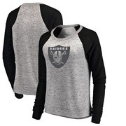 Add Oakland Raiders NFL Pro Line by Fanatics Branded Women's Cozy Raglan Pullover Sweatshirt – Heathered Gray/Black To Your NFL Collection