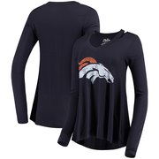 Add Denver Broncos Majestic Threads Women's Separation Long Sleeve V-Neck T-Shirt - Navy To Your NFL Collection