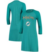 Add Miami Dolphins Majestic Threads Women's Tri-Blend 3/4-Sleeve Raglan Dress - Aqua To Your NFL Collection