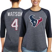 Add Deshaun Watson Houston Texans Majestic Women's Player Name & Number Tri-Blend 3/4-Sleeve Raglan T-Shirt - Navy To Your NFL Collection