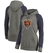 Add Chicago Bears NFL Pro Line by Fanatics Branded Women's Throwback Logo Tri-Blend Raglan Plus Size Pullover Hoodie - Gray/Navy To Your NFL Collection