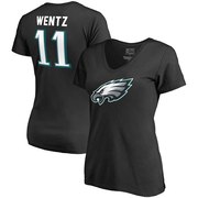 Add Carson Wentz Philadelphia Eagles NFL Pro Line by Fanatics Branded Women's Player Icon Name & Number V-Neck T-Shirt – Black To Your NFL Collection