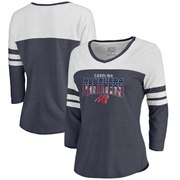 Add Carolina Panthers NFL Pro Line by Fanatics Branded Women's Freedom Color Block 3/4 Sleeve Tri-Blend T-Shirt – Navy To Your NFL Collection