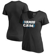 Add Cam Newton Carolina Panthers NFL Pro Line by Fanatics Branded Women's Vamos V-Neck T-Shirt - Black To Your NFL Collection