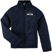 Add Seattle Seahawks Girls Youth Cheer Squad Ultra Lite Full-Zip Jacket - College Navy To Your NFL Collection