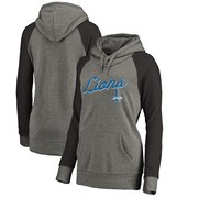 Add Detroit Lions NFL Pro Line by Fanatics Branded Women's Timeless Collection Rising Script Tri-Blend Raglan Pullover Hoodie - Ash To Your NFL Collection