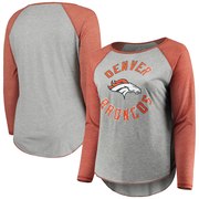 Add Denver Broncos Touch by Alyssa Milano Women's Plus Size Line Drive Long Sleeve T-Shirt – Gray To Your NFL Collection