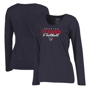 Add Houston Texans NFL Pro Line by Fanatics Branded Women's Iconic Collection Script Assist Plus Size Long Sleeve T-Shirt - Navy To Your NFL Collection