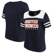 Add Denver Broncos Majestic Women's Plus Size Contrast Dual Stripe T-Shirt - Navy/White To Your NFL Collection