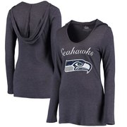 Add Seattle Seahawks Women's Glory Tri-Blend V-Neck Hooded T-Shirt - College Navy To Your NFL Collection