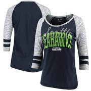 Add Seattle Seahawks 5th & Ocean by New Era Women's Athletic Space Dye 3/4-Sleeve T-Shirt - College Navy To Your NFL Collection