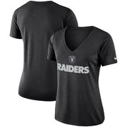 Order Oakland Raiders Nike Women's Performance V-Neck T-Shirt - Heathered Black at low prices.