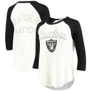 Add Oakland Raiders Junk Food Women's All American Raglan 3/4-Sleeve T-Shirt - White/Black To Your NFL Collection