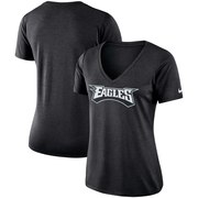 Add Philadelphia Eagles Nike Women's Performance V-Neck T-Shirt - Heathered Black To Your NFL Collection