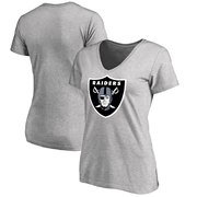 Add Oakland Raiders NFL Pro Line Women's Plus Size Primary Logo V-Neck T-Shirt - Heathered Gray To Your NFL Collection