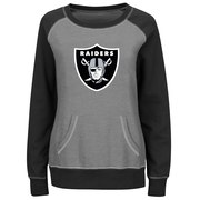 Add Oakland Raiders Majestic Women's Overtime Queen Crew Neck Sweatshirt - Gray/Black To Your NFL Collection