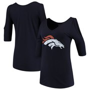 Add Denver Broncos Majestic Threads Women's Cold Shoulder 3/4-Sleeve V-Neck T-Shirt - Navy To Your NFL Collection