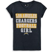 Los Angeles Chargers 5th & Ocean by New Era Girls Youth Football Girl Tri-Blend V-Neck T-Shirt - Navy