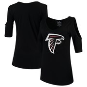 Add Atlanta Falcons Majestic Threads Women's Cold Shoulder 3/4-Sleeve V-Neck T-Shirt - Black To Your NFL Collection