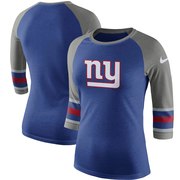 Add New York Giants Nike Women's Stripe 3/4-Sleeve Raglan Tri-Blend T-Shirt - Royal To Your NFL Collection