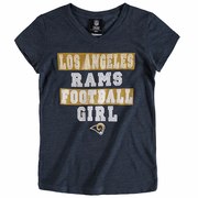 Los Angeles Rams 5th & Ocean by New Era Girls Youth Football Girl Tri-Blend V-Neck T-Shirt - Navy