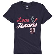 Add J.J. Watt Houston Texans Girls Youth Glitter Live Love Team Player Name & Number T-Shirt - Navy To Your NFL Collection