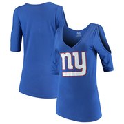 Add New York Giants Majestic Threads Women's Cold Shoulder 3/4-Sleeve V-Neck T-Shirt - Royal To Your NFL Collection