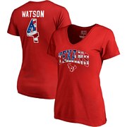 Add Deshaun Watson Houston Texans NFL Pro Line by Fanatics Branded Women's Banner Wave Name & Number T-Shirt - Red To Your NFL Collection