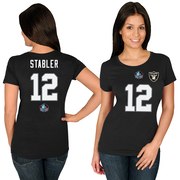 Add Ken Stabler Oakland Raiders Majestic Women's Hall of Fame Fair Catch Name & Number T-Shirt - Black To Your NFL Collection