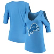 Add Detroit Lions Majestic Threads Women's Cold Shoulder 3/4-Sleeve V-Neck T-Shirt - Blue To Your NFL Collection