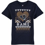 Add Los Angeles Rams Girl's Youth Candy Cane Love T-Shirt - Navy To Your NFL Collection