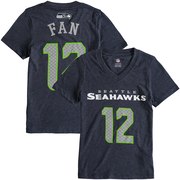 Add 12s Seattle Seahawks Girl's Youth Tri-Blend Mainliner V-Neck Name & Number T-Shirt - College Navy To Your NFL Collection