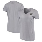 Add Oakland Raiders Under Armour Women's Combine Authentic Novelty Performance V-Neck T-Shirt - Heathered Gray To Your NFL Collection