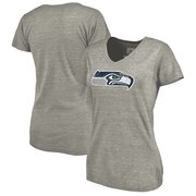 Add Seattle Seahawks NFL Pro Line Women's Distressed Primary Logo Tri-Blend V-Neck T-Shirt - Gray To Your NFL Collection