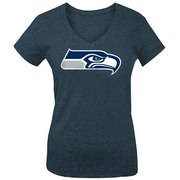 Seattle Seahawks 5th & Ocean by New Era Girls Youth Basic Logo Tri-Blend V-Neck T-Shirt - College Navy